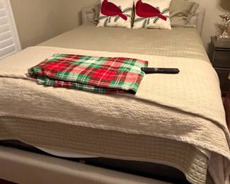 Platform bed, upholstered headboard