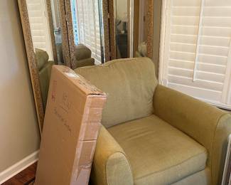 Armchair, mirrored room divider