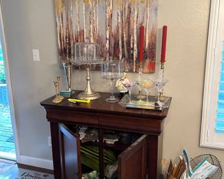 Canvas art, bar cabinet