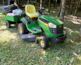 John Deere mower and cart