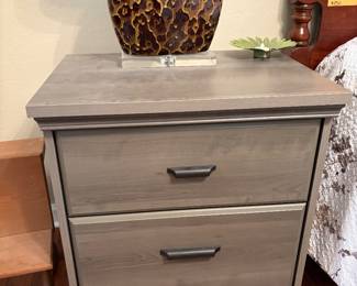Bedside table, table lamp