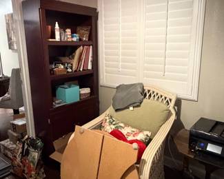 Wicker furniture, books