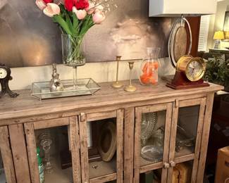 Credenza, decorative glass, lamps