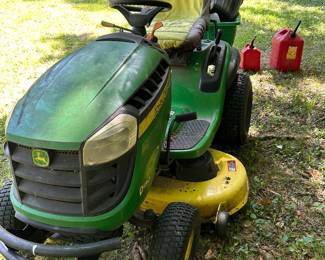 John Deere mower and cart