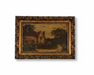 Vintage Oil Painting of a Cottage 