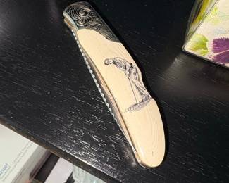 Vintage Golfer Motif Folding Pocket Knife