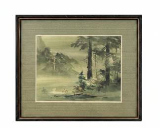 Tyrus Wong Vintage Landscape Lithograph 