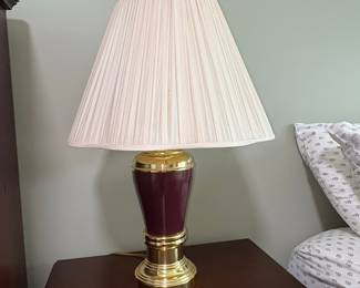 Vintage Burgundy and Gold-Tone Urn Table Lamp