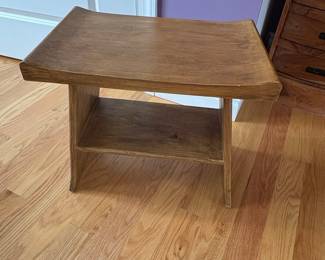Wooden Shower Bench with Shelf