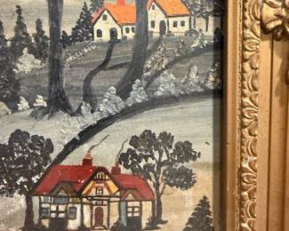 Isidor 'Grandpa' Sommer Folk Art Winter Landscape Painting