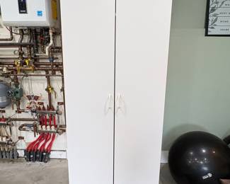 White Laminate Two-Door Wardrobe Cabinet