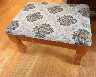 Vintage Floral Tapestry Footstool with Cabriole Legs