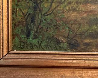 William Henry Blankman Landscape Oil Painting with Cattle