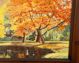 Vintage Autumn Landscape Oil Painting