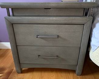 Signature Design by Ashley Culverbach 2-Drawer Nightstand with USB Charging Ports in Modern Grey Finish