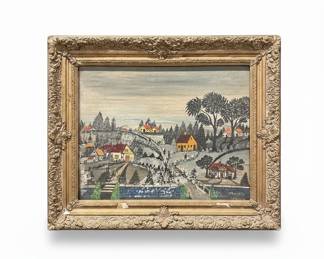 Isidor 'Grandpa' Sommer Folk Art Winter Landscape Painting