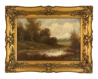 Landscape Oil Painting in Ornate Gilt Frame by Walter Williams