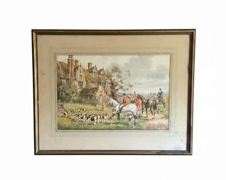H. Murray Fox Hunting Watercolor Painting