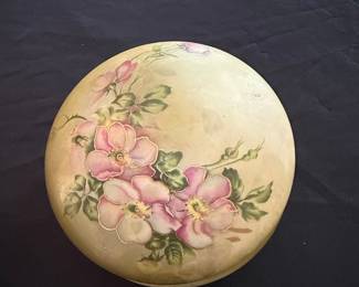 Nippon Hand-Painted Porcelain "Wild Rose" Powder Jar