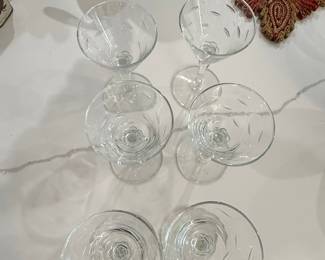 Vintage Etched Leaf Pattern Cordial Glasses