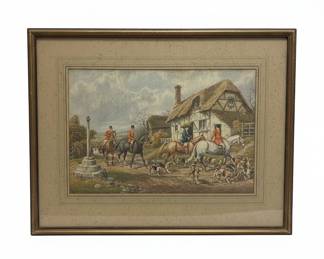 H. Murray Fox Hunting Scene Watercolor