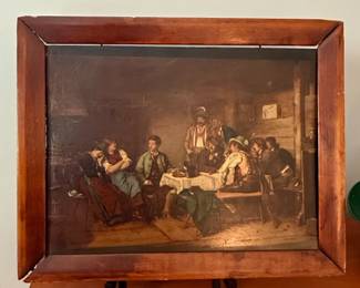 19th Century Continental Genre Oil Painting: Tavern Interior by Franz von Defregger (style of)