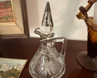 Vintage Heisey Etched Glass Cruet with Stopper