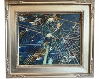 John R. Grabach Oil Painting of Sailors on Rigging