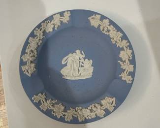 Wedgwood Blue Jasperware Ashtray with Grapevine Border