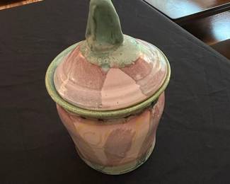 Studio Pottery Lidded Jar Signed RW