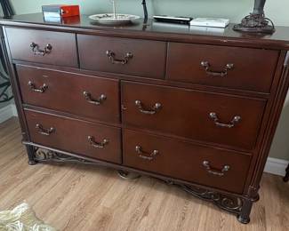 Chippendale Style Mahogany Serpentine Front Dresser with Metal Base