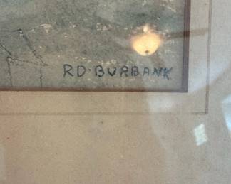 Vintage Landscape Watercolor Painting, Signed RD Burbank