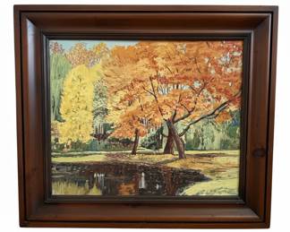 Vintage Autumn Landscape Oil Painting