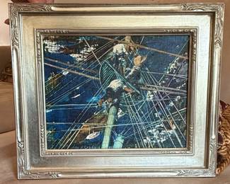 John R. Grabach Oil Painting of Sailors on Rigging