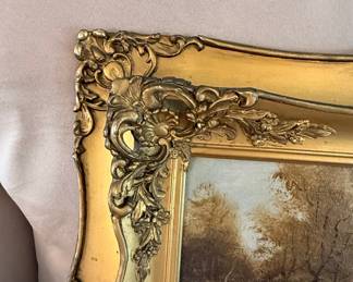 Landscape Oil Painting in Ornate Gilt Frame by Walter Williams