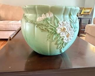 Vintage Roseville Pottery Peony Green Jardiniere