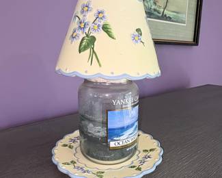 Yankee Candle Ceramic Floral Jar Shade and Tray Set