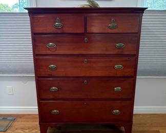 Antique Cherry Hepplewhite Chest of Drawers with Acorn and Leaf Pulls