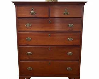 Antique Cherry Hepplewhite Chest of Drawers with Acorn and Leaf Pulls