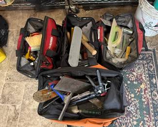 Assorted Masonry Hand Tools in Husky Tool Bags