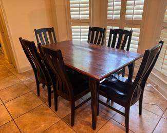 Kitchen table w/6 chairs. Purchased from All Wood Furniture. 9 years old. Approx. measurements: 60x36. Available for presale. price will be posted soon.