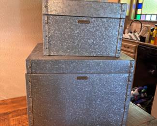 Industrial style galvanized metal storage bins