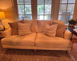 Pottery Barn Sofa with pillows. Approx measurements: 88x45, back height 36"- Available for presale. price to be posted soon.