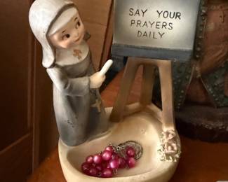 Napco nun rosary holder from the 1960s