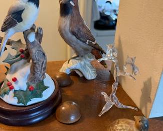 Right-Goebel Porcelain Cedar Waxwing Bird Figurine 38 015 West Germany Collection 1967