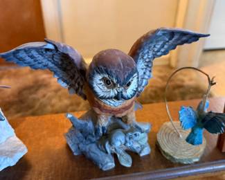 Vintage Owl Porcelain Figurine Royal Crowns J. Byron Signed