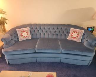 Vintage velvet tufted sofa