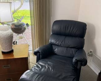Lay Z Boy navy leather manual recliner
