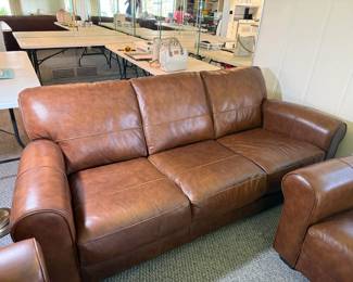 7' brown leather sofa