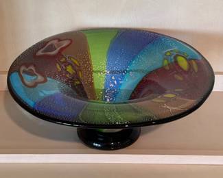 Heavy glass bowl, 17" diameter